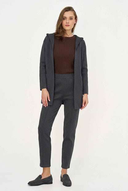 Women's Hooded Cardigan, Long Sleeves, Patch Pockets & Removable Belt