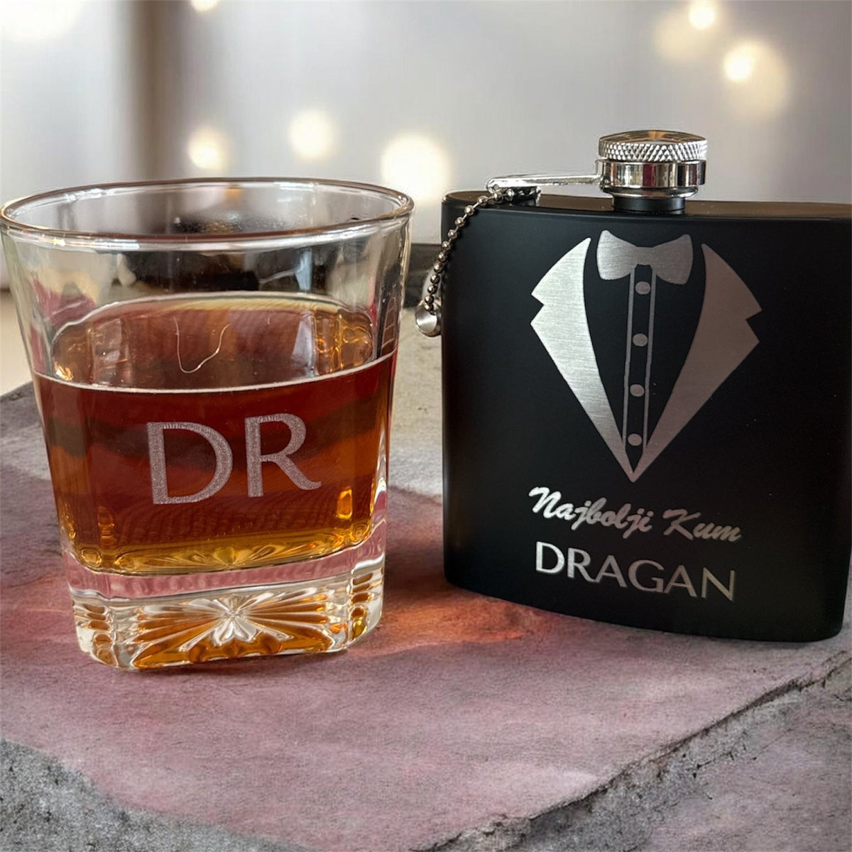 Engraved Whiskey Flask
