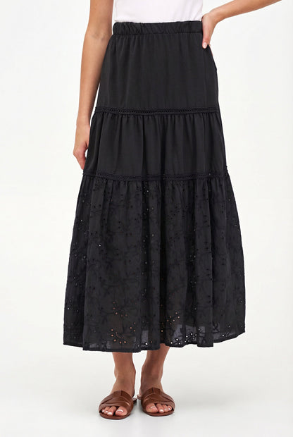 Women's Knit/Woven Combo Skirt