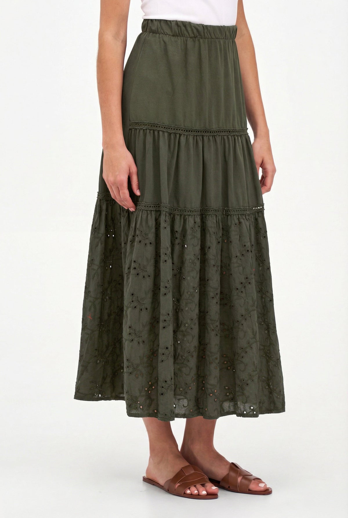 Women's Knit/Woven Combo Skirt