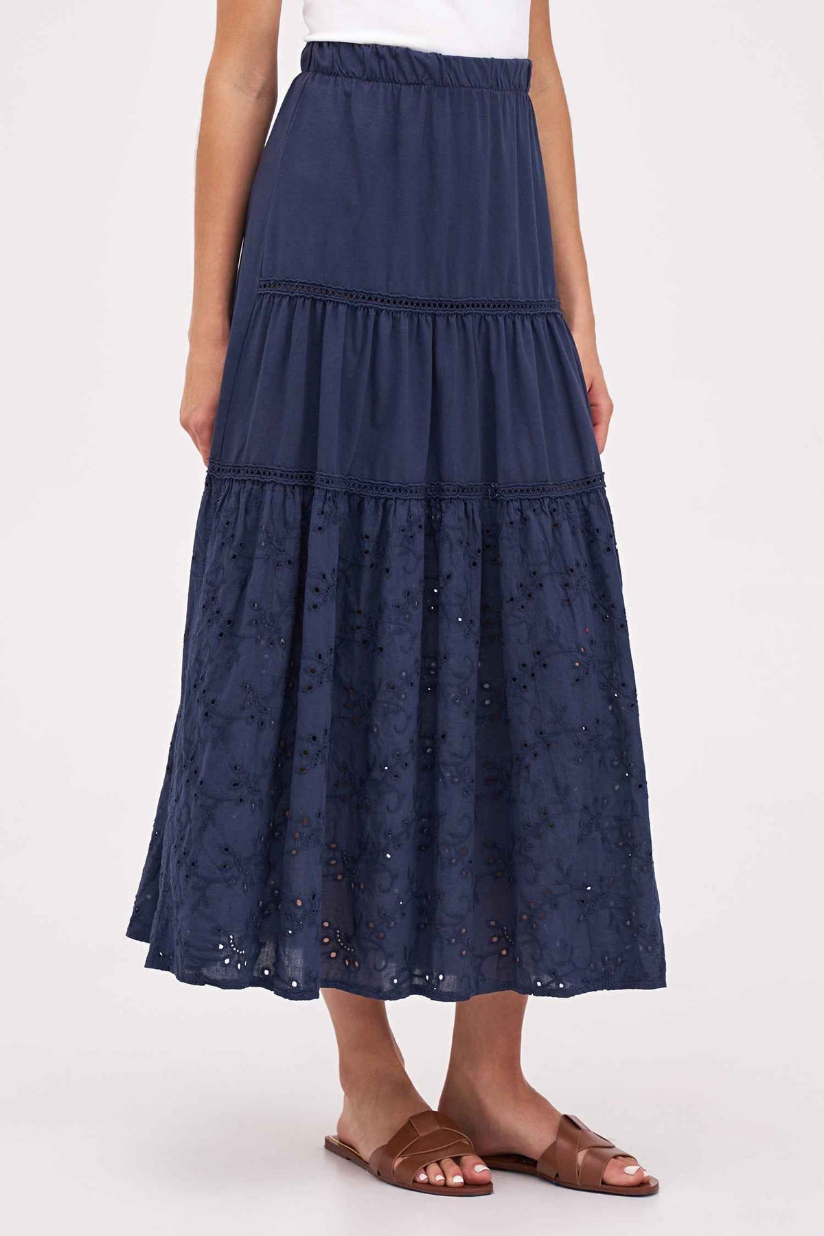 Women's Knit/Woven Combo Skirt
