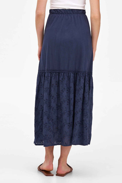 Women's Knit/Woven Combo Skirt