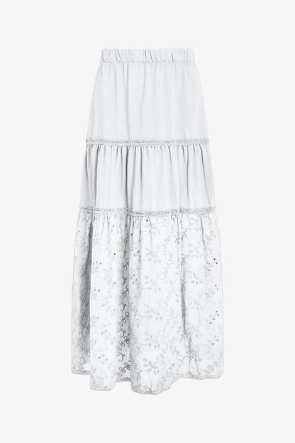Women's Knit/Woven Combo Skirt