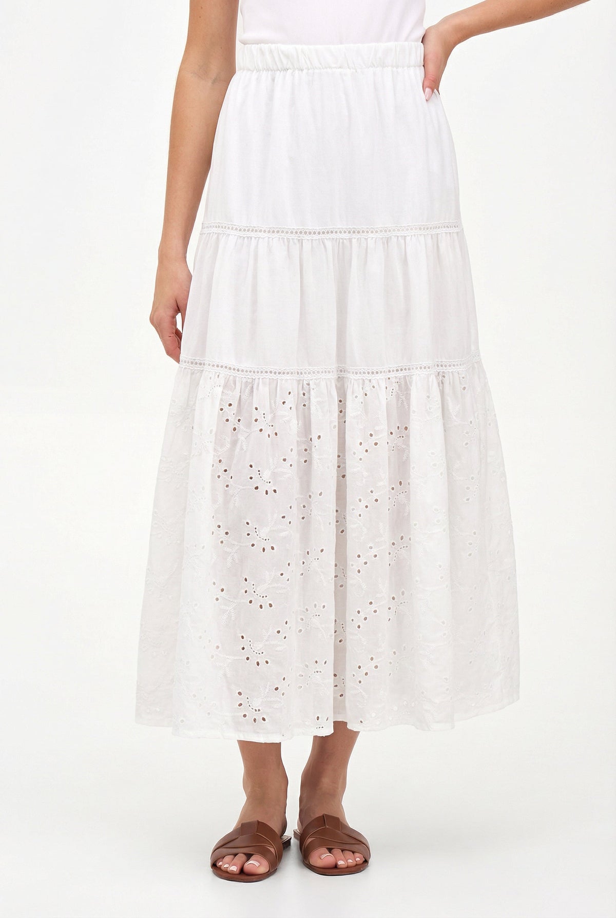 Women's Knit/Woven Combo Skirt