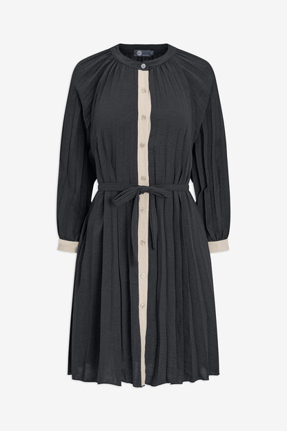 Women's Color-Block Pleated Shirt Dress