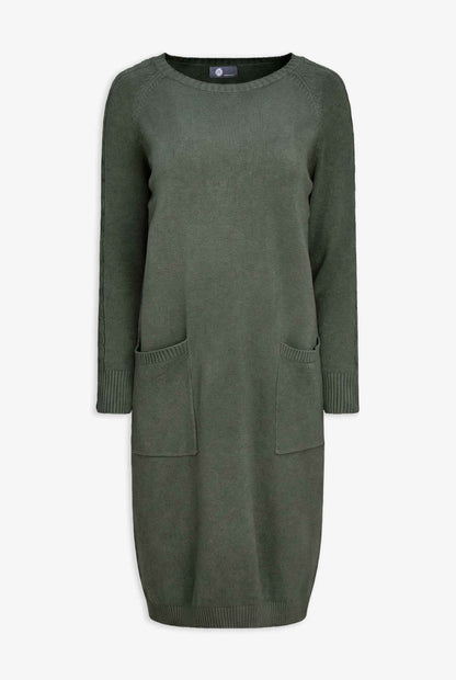 Women's Knit Scoop-Neck Dress, Long Raglan Sleeves & Patch Pockets