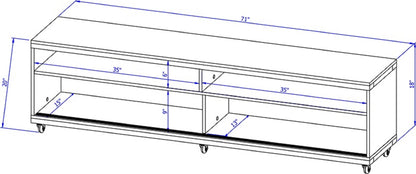 Eureka Modern 70.47" TV Stand with 4 Shelves - White