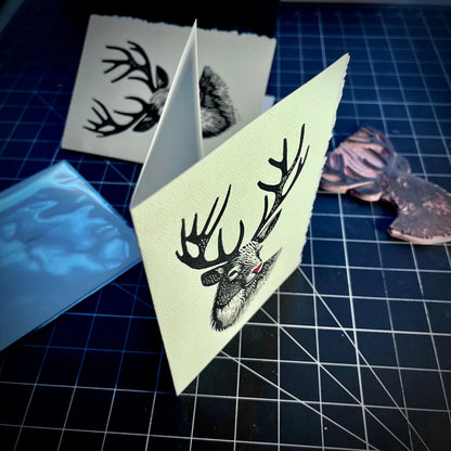 Guide My Slay Tonight Holiday Card | LINOCUT CARD