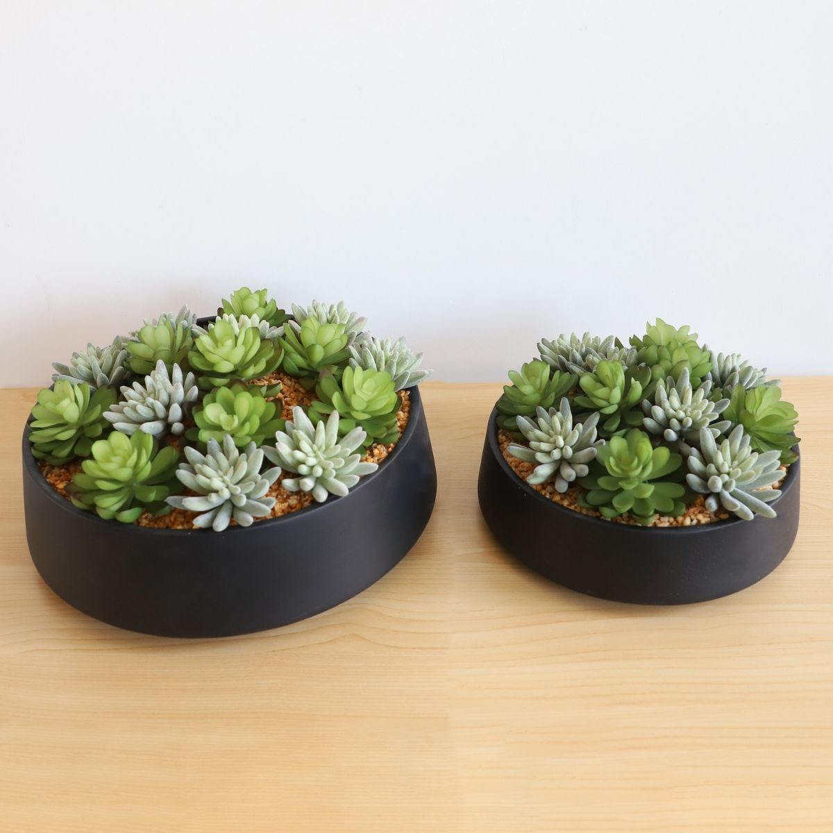 Kae Artificial Succulent Arrangement in Low Black Pot
