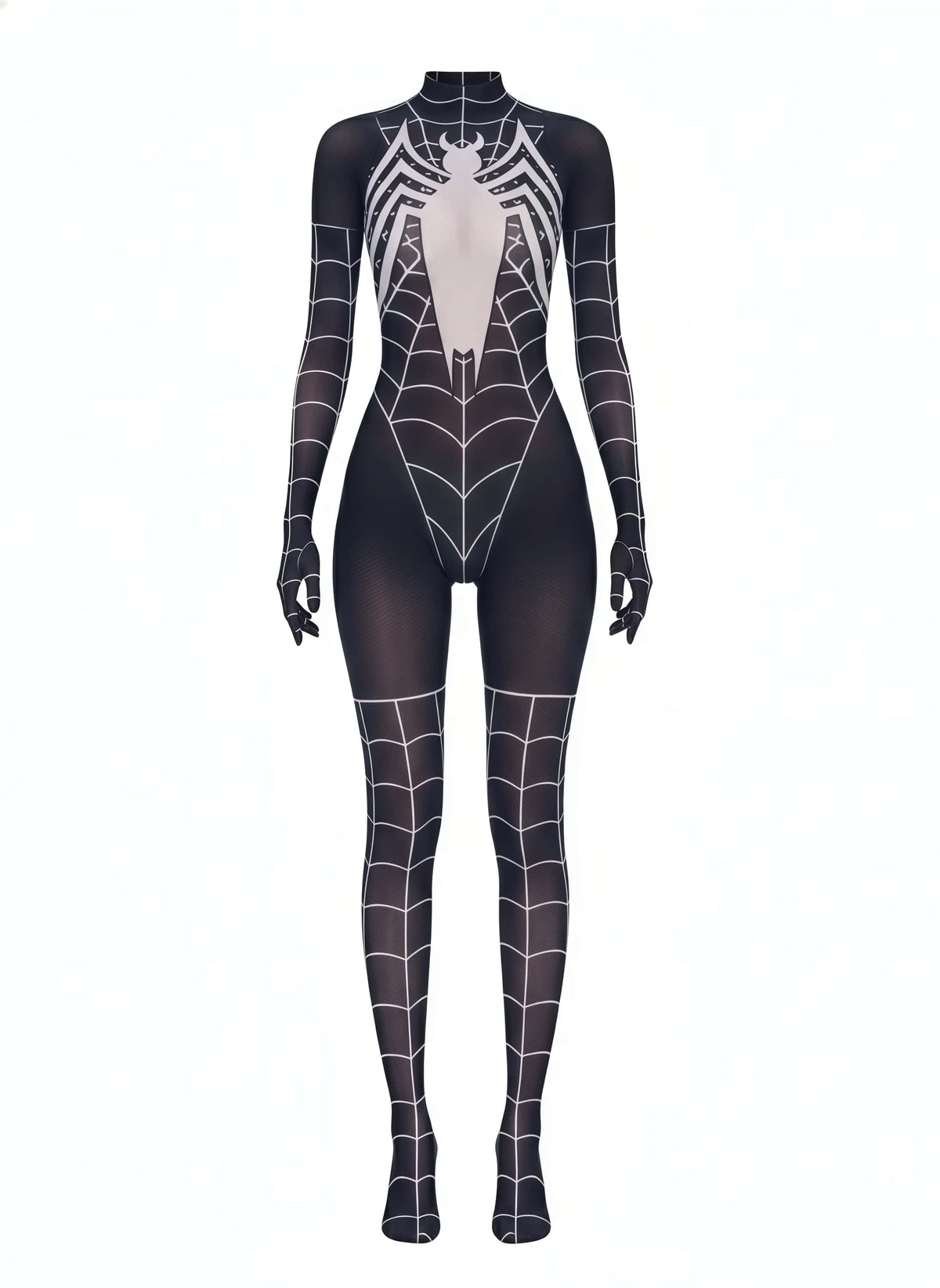 Symbiote Spider Girl Sheer 10D Nylon Full Bodysuit Body Stocking Lingerie