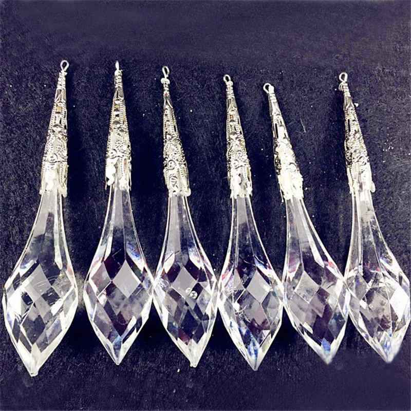 Acrylic Christmas Icicle Ornaments – 6pc Sparkling Tree Pendants