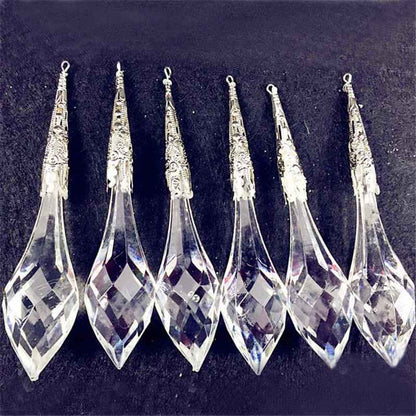Acrylic Christmas Icicle Ornaments – 6pc Sparkling Tree Pendants