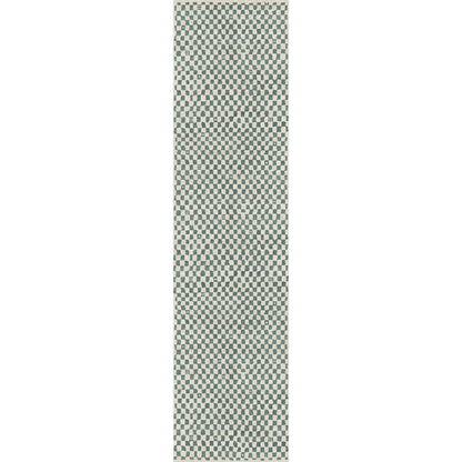 Metro Checkered Slate Green Rug