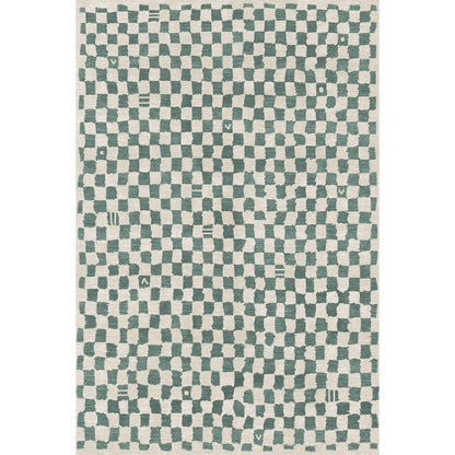 Metro Checkered Slate Green Rug
