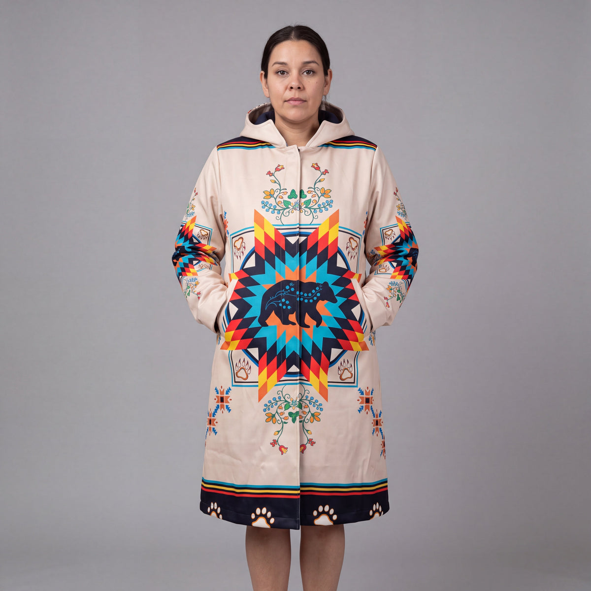 Courage bear Long Coat (white)