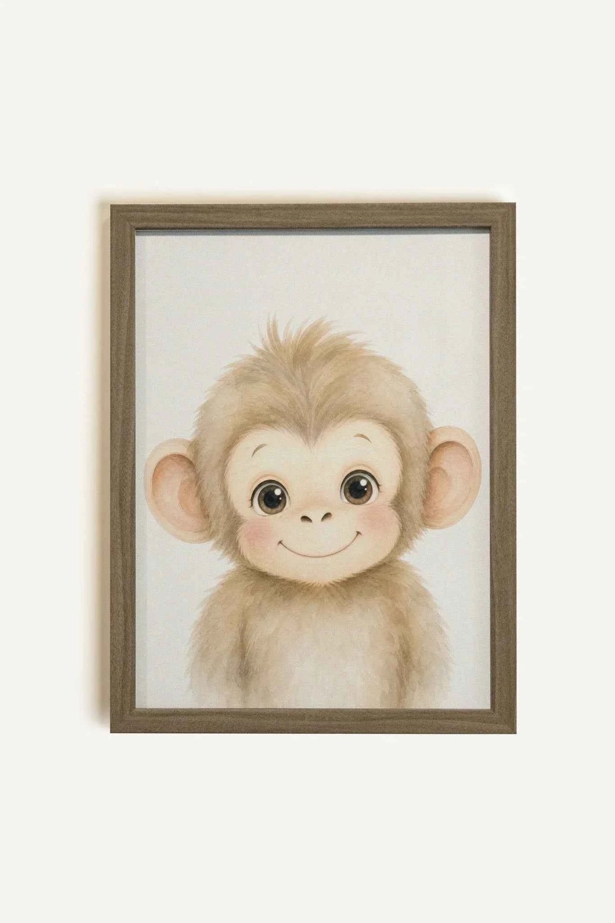PETIT SINGE, Oeuvre sur toile rigide, encadré brun chêne (collective)