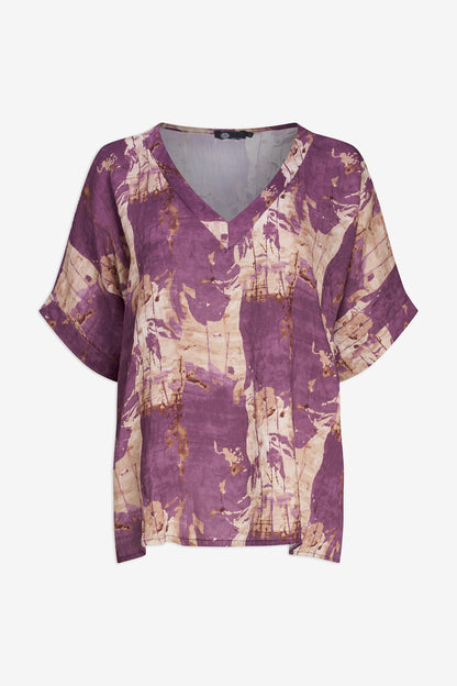 Women's Printed Oversized V-Neck Tunic
