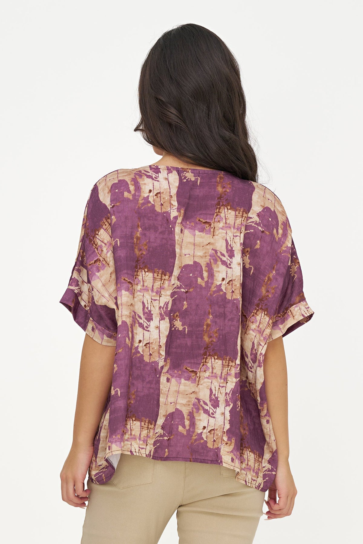 Women's Printed Oversized V-Neck Tunic