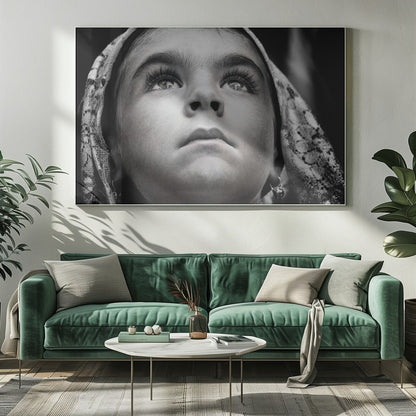 Wall art Girl with Sardinian traditional veil
