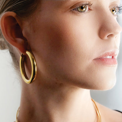 BOBOYI Gold: Mid Width Smooth Finish Effortless Day-to-Night Hoops