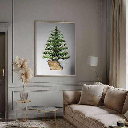 Wall art Cozy watercolor Christmas tree (2) Canvas Print