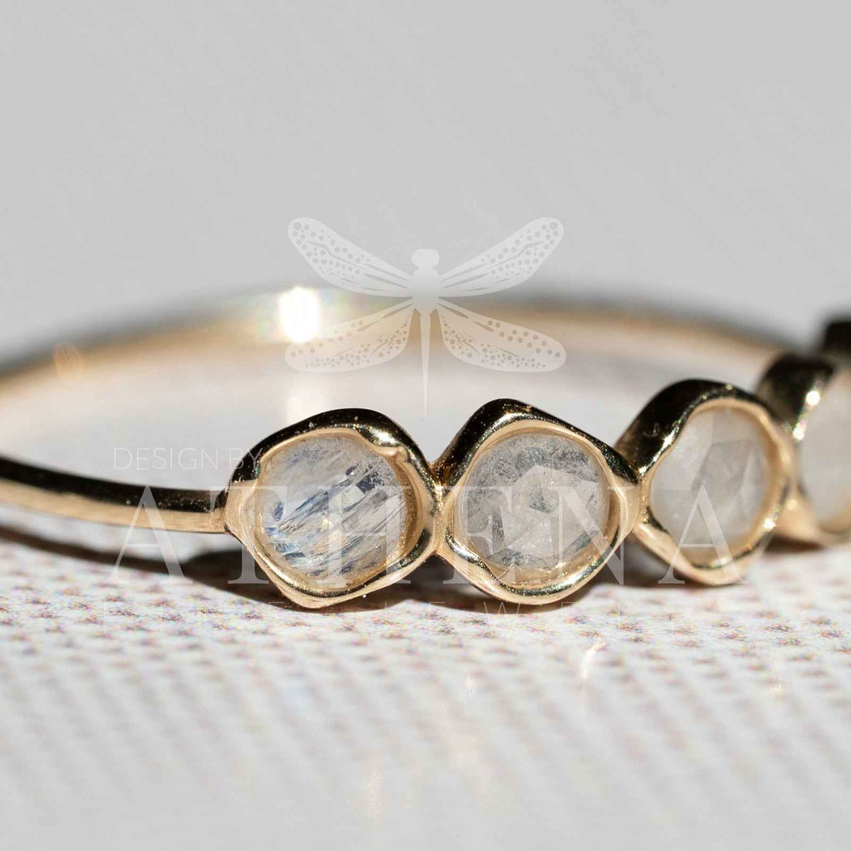 Moonstone Band Ring in 14K Yellow Gold