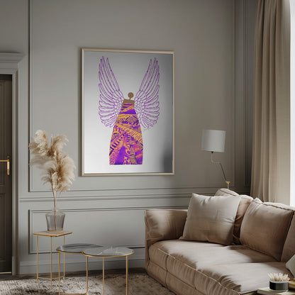 Wall art Angel in Purple & Orange Canvas Print