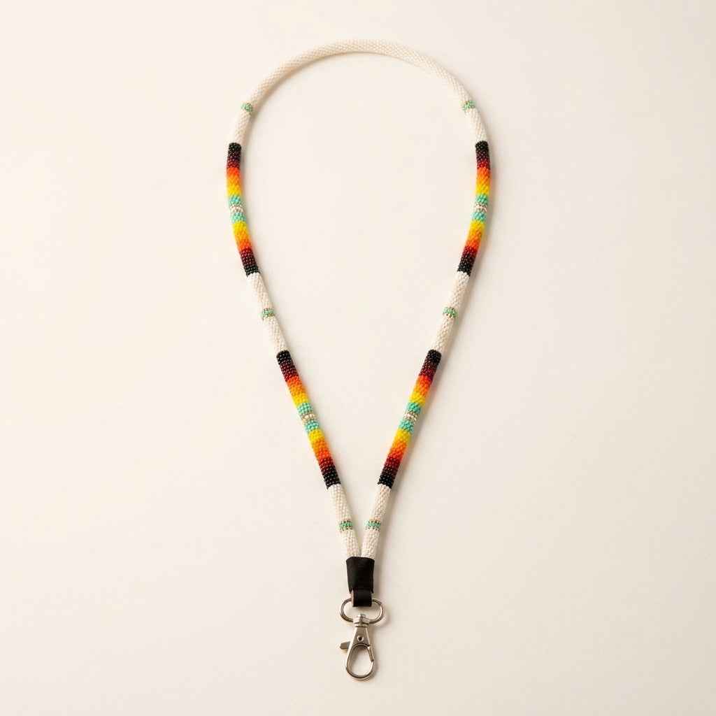 Round Beaded Lanyard(White)