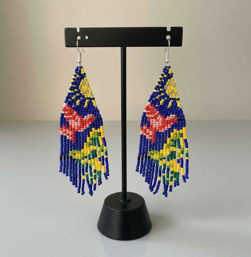 Blue Sky Dancer Beaded Earrings
