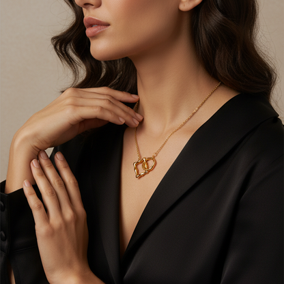 Irregular Square Clasp Pendant Necklace