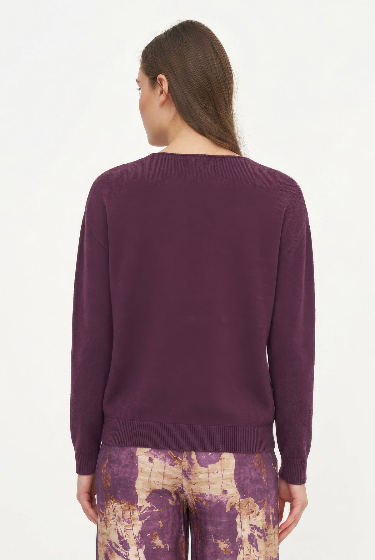 Women's Scalloped V-Neck Tunic Sweater