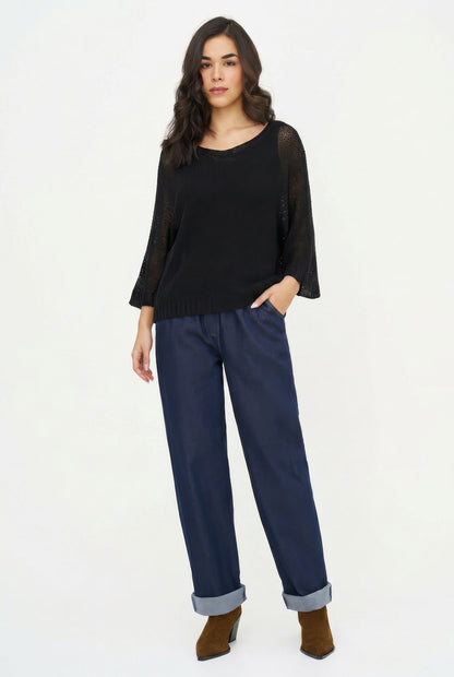 Women's Oversized Knit V-Neck Sweater