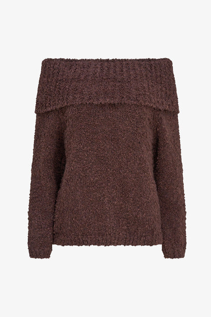 Women's Knit Off-Shoulder Sweater, Foldover Neckline & Long Sleeves