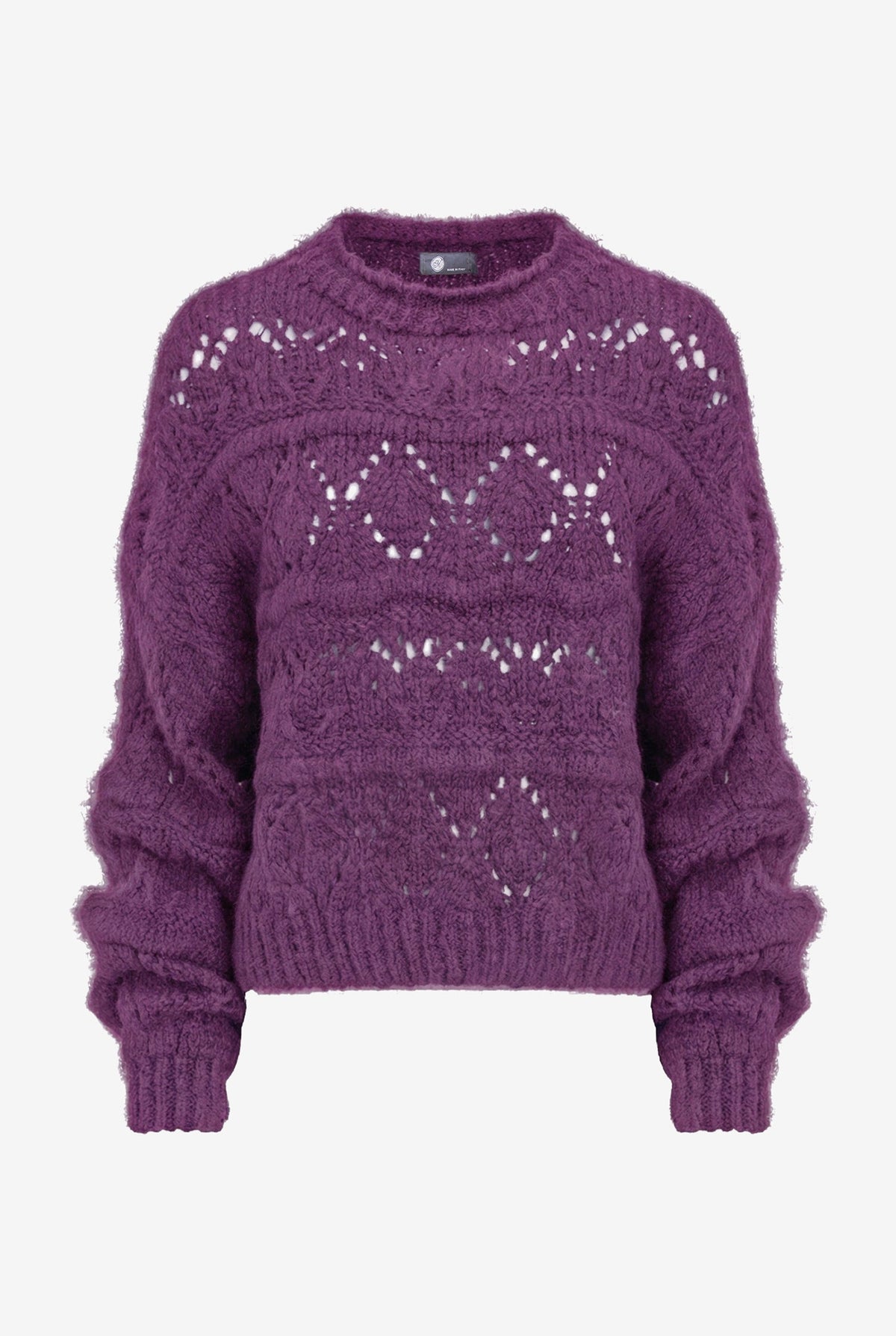Women's Open-Crochet Crew-Neck Sweater