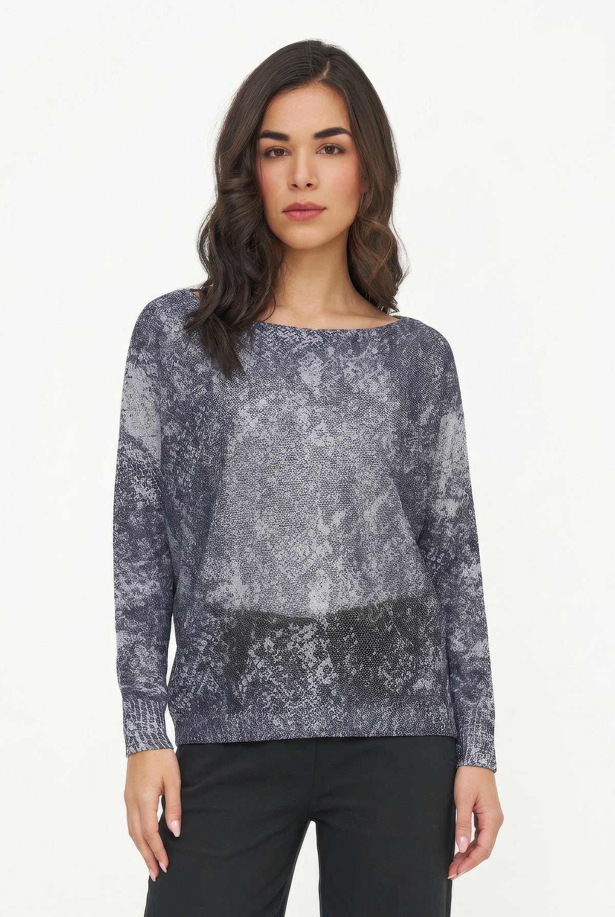 Women's Printed Boat-Neck Sweater