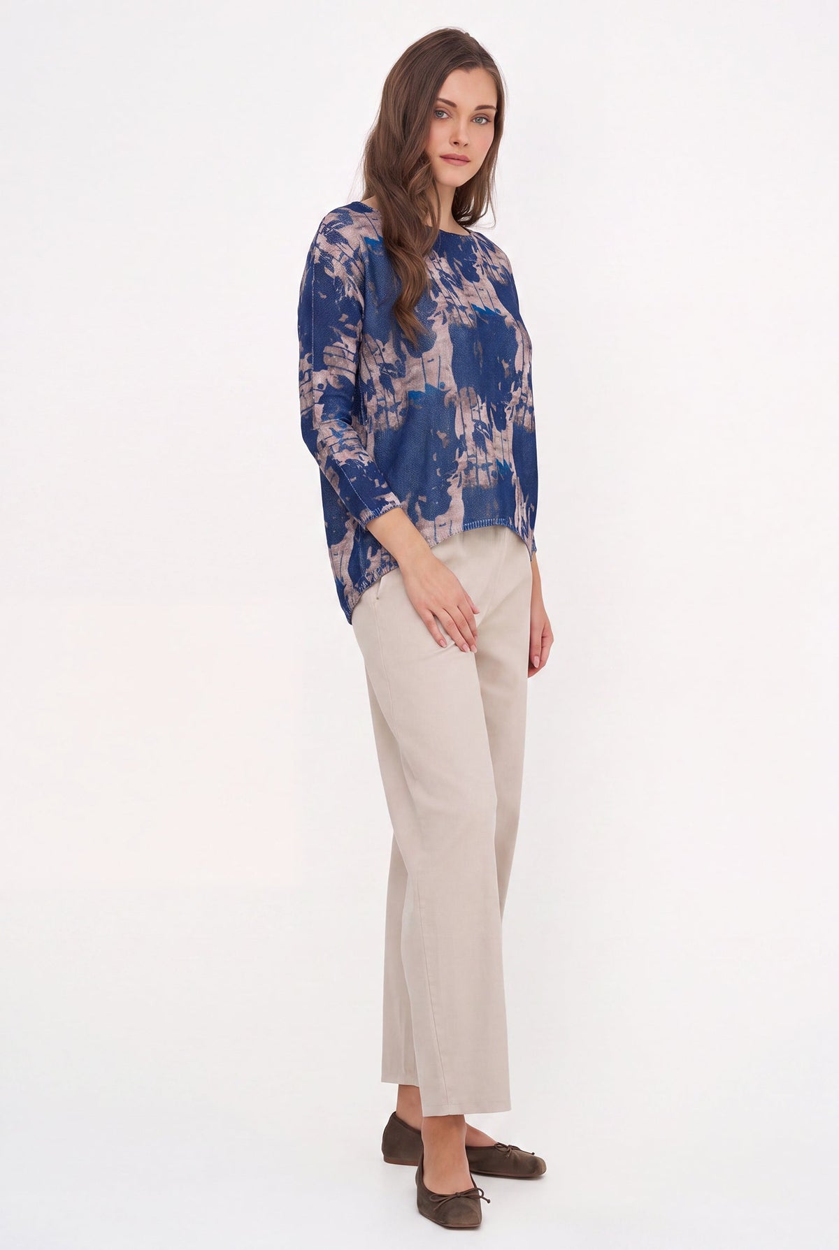 Women's Printed Knit Boat-Neck Sweater