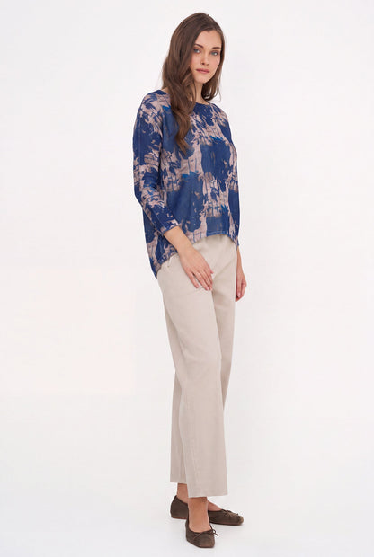 Women's Printed Knit Boat-Neck Sweater