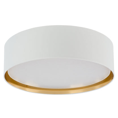 BILBAO Gold & Linen Large Flush Mount Ceiling Light for Bedroom, Hallway & Living Room