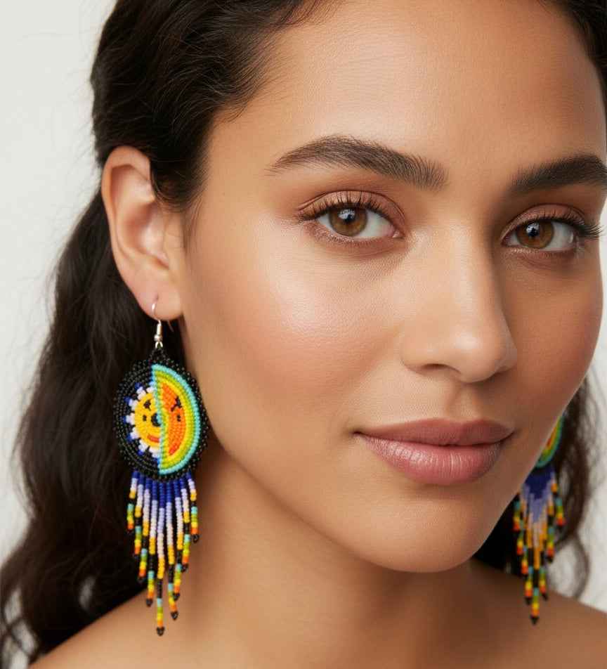 Black Sun & Moon Beaded Fringe