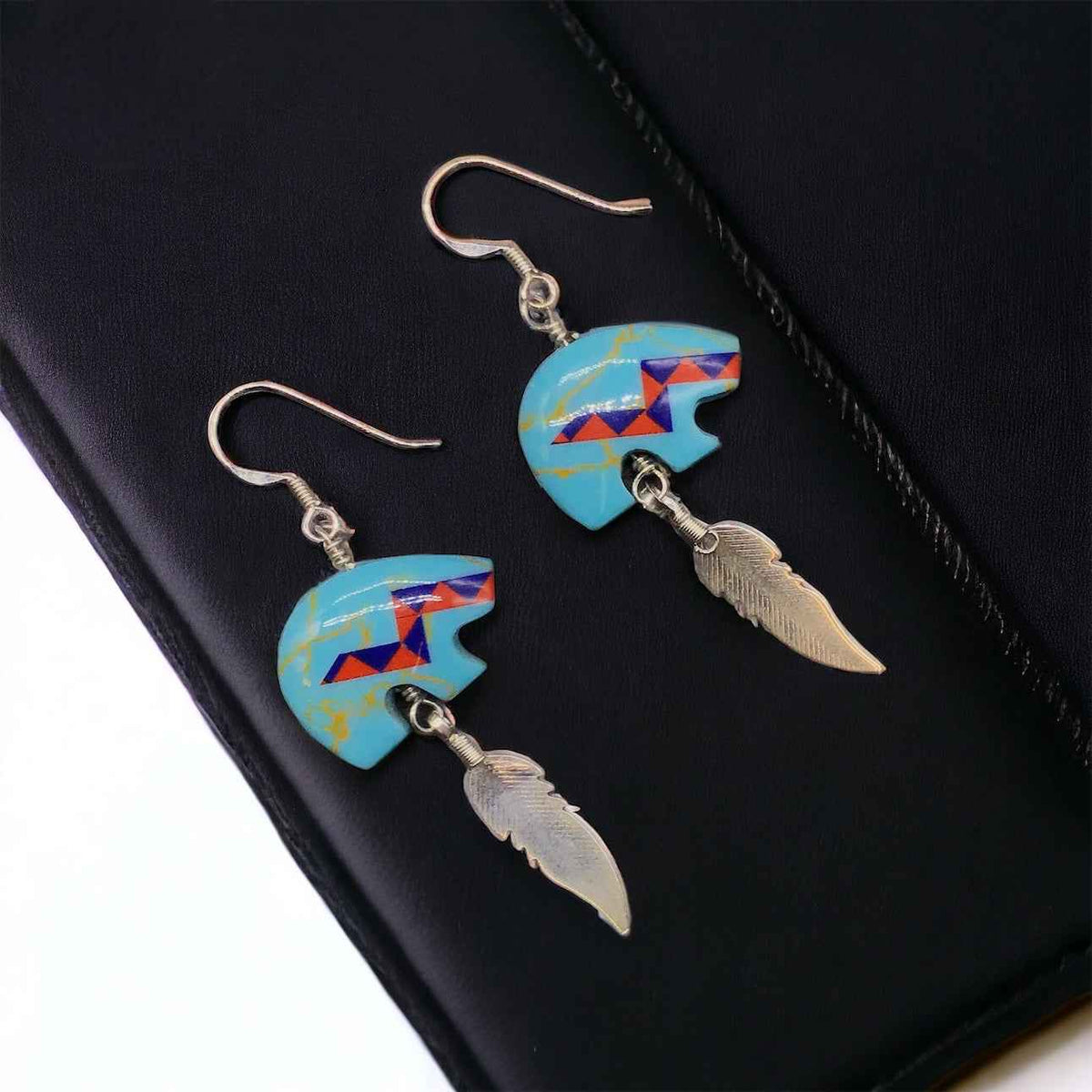 5 OLDTRIBES™ Silver Sterling Red and Blue Earrings