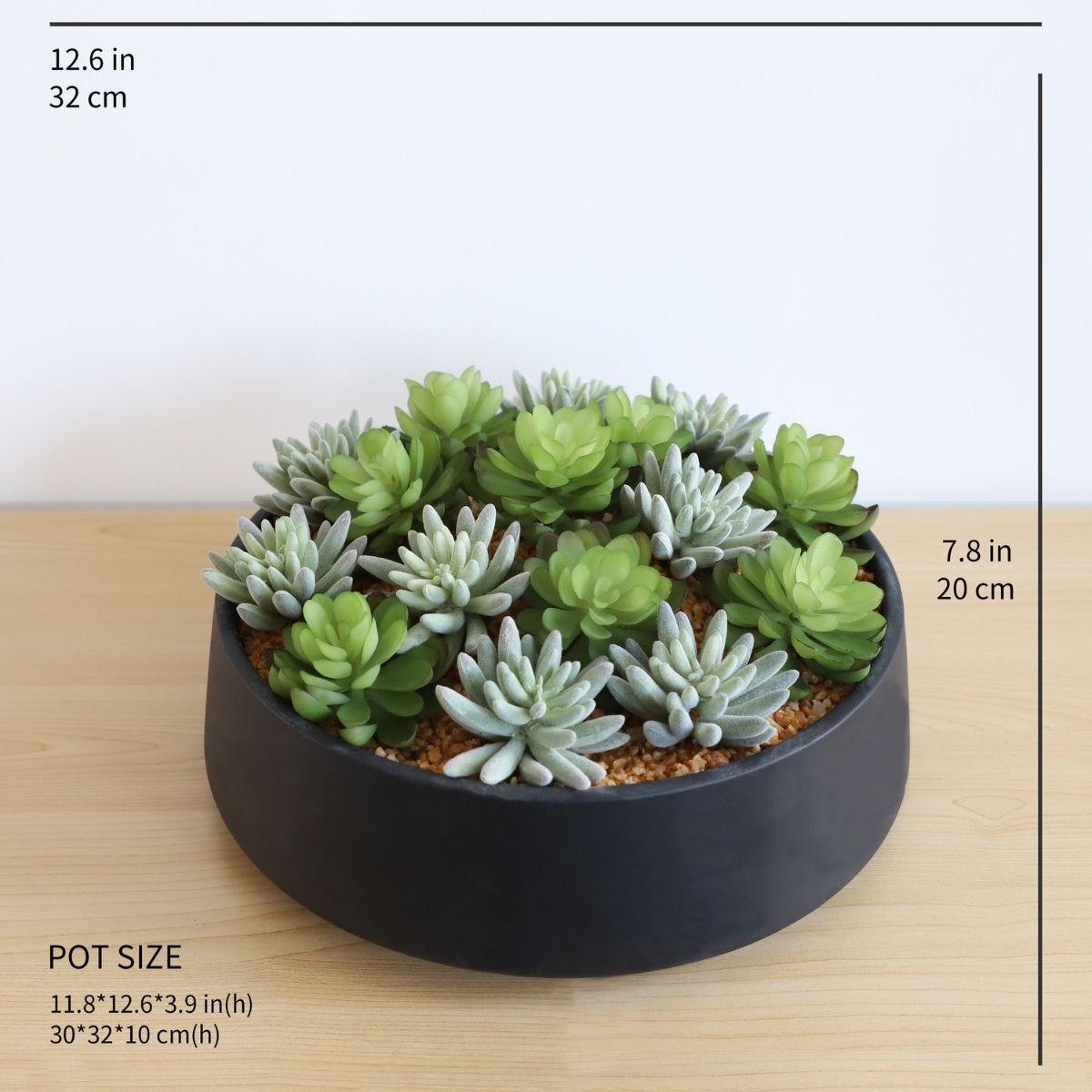 Kae Artificial Succulent Arrangement in Low Black Pot