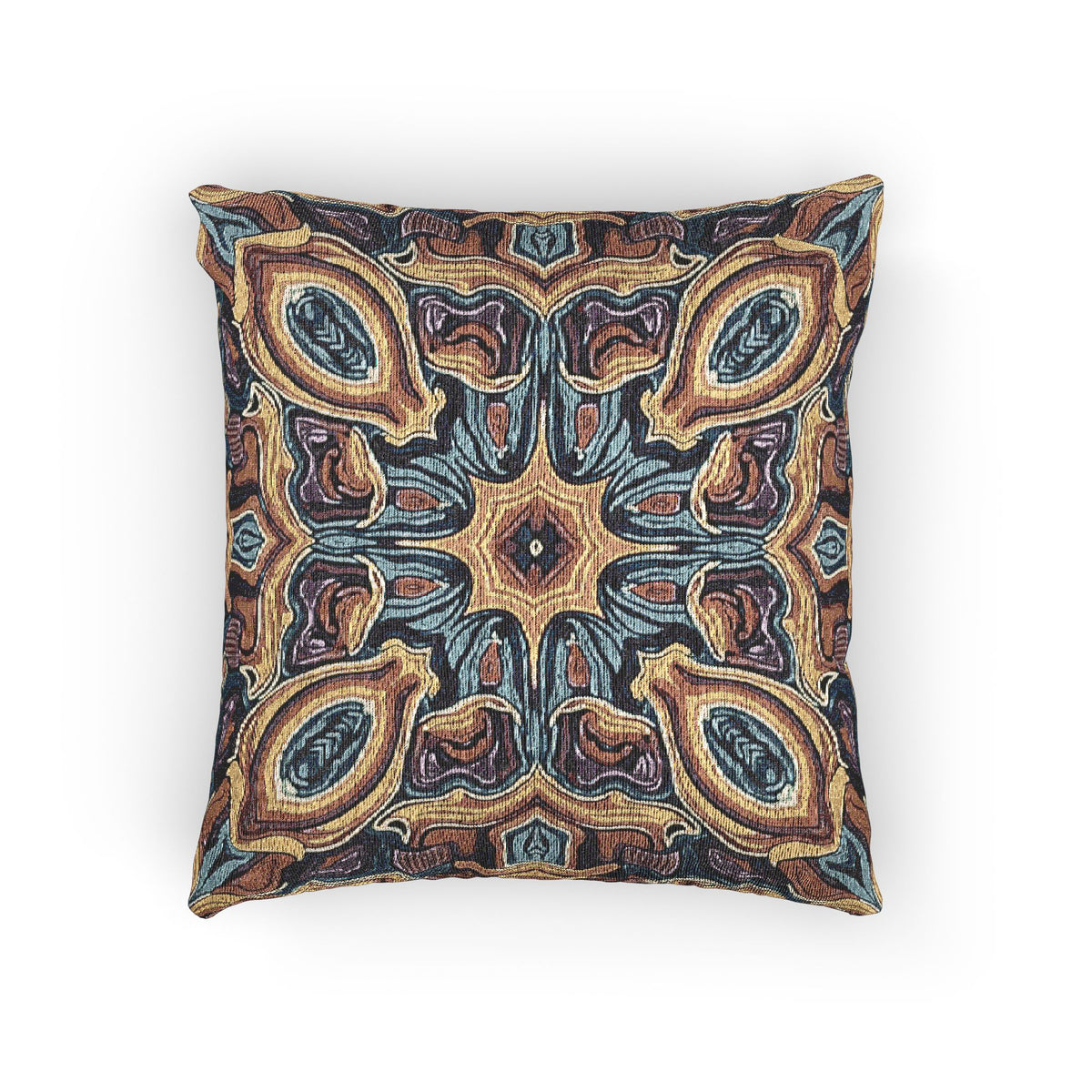 Bohemian Woven Pillow – Mosaic Medallion Decorative Throw Pillow