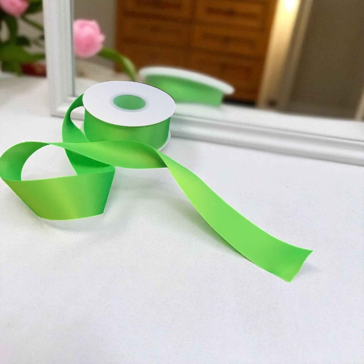 Satin Ribbon Double Face Light Green  #549 -3.8 cm Wide