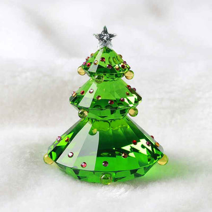 Christmas Gift Crystal Christmas Tree Ornament – Handmade Green Glass Holiday Decor, 50mm