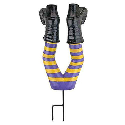 Design Toscano Crash Landing Wicked Witch Legs Halloween Garden Stake Statue, 42 cm, Polyresin,