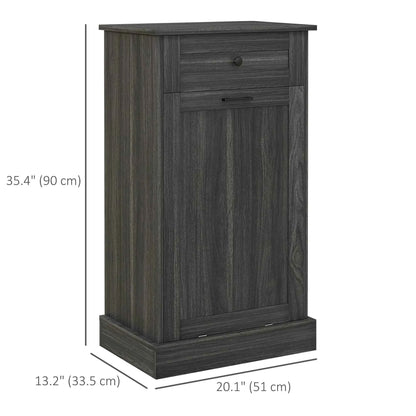 Charcoal Grey Tilt-Out Trash Bin Cabinet – Freestanding Kitchen Recycling Cabinet with Drawer (United States & Canada Delivery Only)