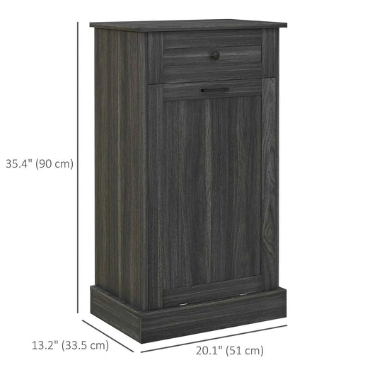 Charcoal Grey Tilt-Out Trash Bin Cabinet – Freestanding Kitchen Recycling Cabinet with Drawer (United States & Canada Delivery Only)