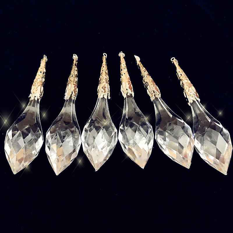 Acrylic Christmas Icicle Ornaments – 6pc Sparkling Tree Pendants