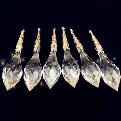 Acrylic Christmas Icicle Ornaments – 6pc Sparkling Tree Pendants