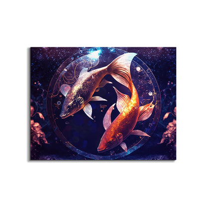 Canvas Print -Zodiac Pisces Fish Symbol-Wall Art